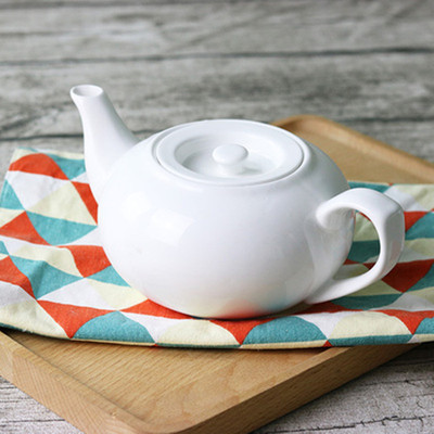 厂家直销 白色陶瓷茶壶广式酒家早点茶壶 水壶 700ML|ru