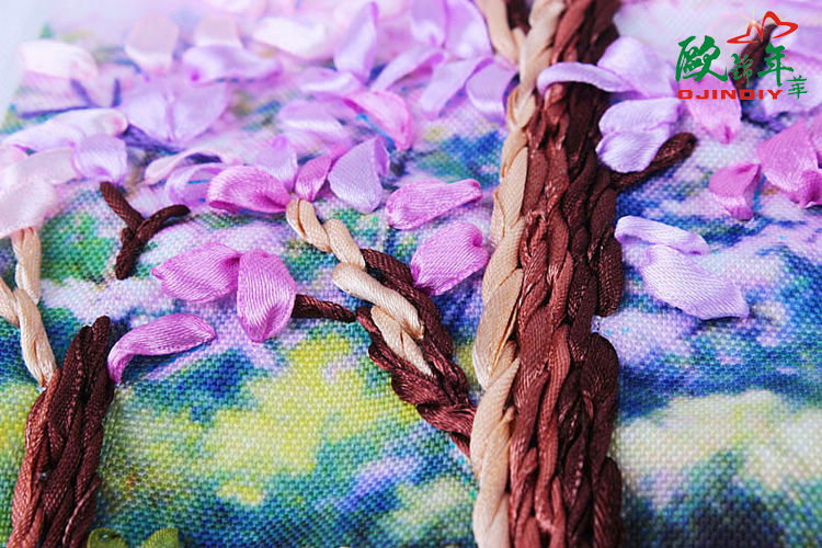 Oujin nianhua cinta bordado fábrica impresión en color directo colgando pintura esperando su temporada sala de estar entrada pintura decorativa