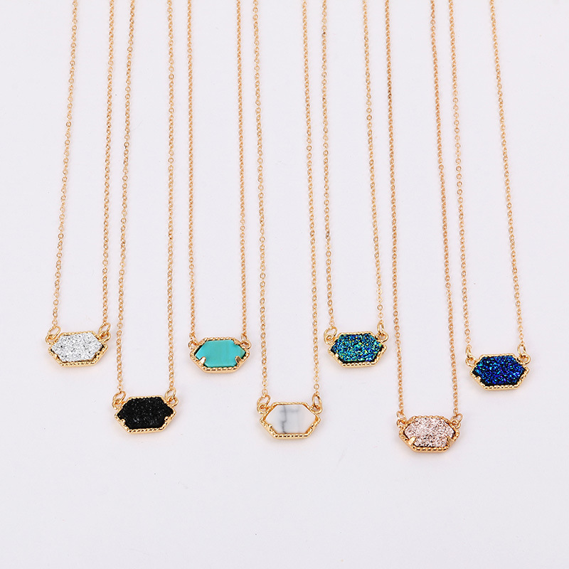 Collier À Pendentif Diamant Turquoise En Grappe De Cristal Multicolore Simple À La Mode display picture 10