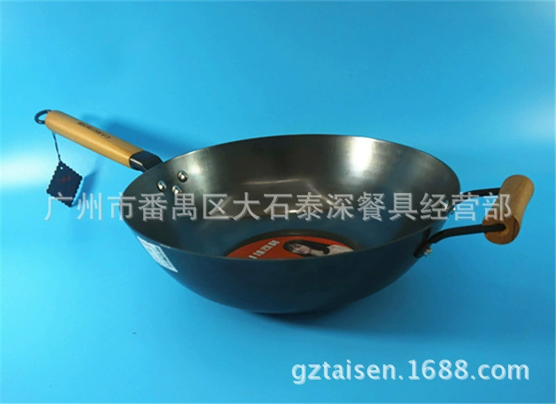 Iron stove? Нужно перевести: железная плита из нержавеющей стали без покрытия, wok, воздушная кислородная технология, толщина, деревянная ручка, бытовая плоская основа