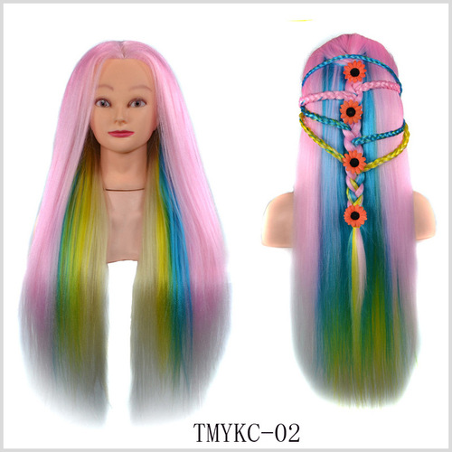 Colored wig head mold Highlight dyeing tutorial head Wig head mold Braided hair model head Rainbow head mold