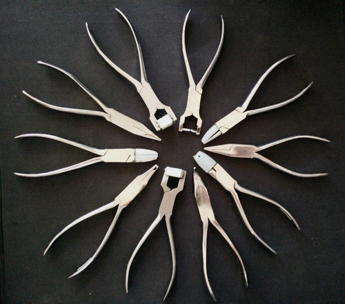 Stainless steel toothless needle nose pliers, round nose pliers, flat nose pliers, flat nose, curved nose, nylon pedicure pliers, glasses pliers