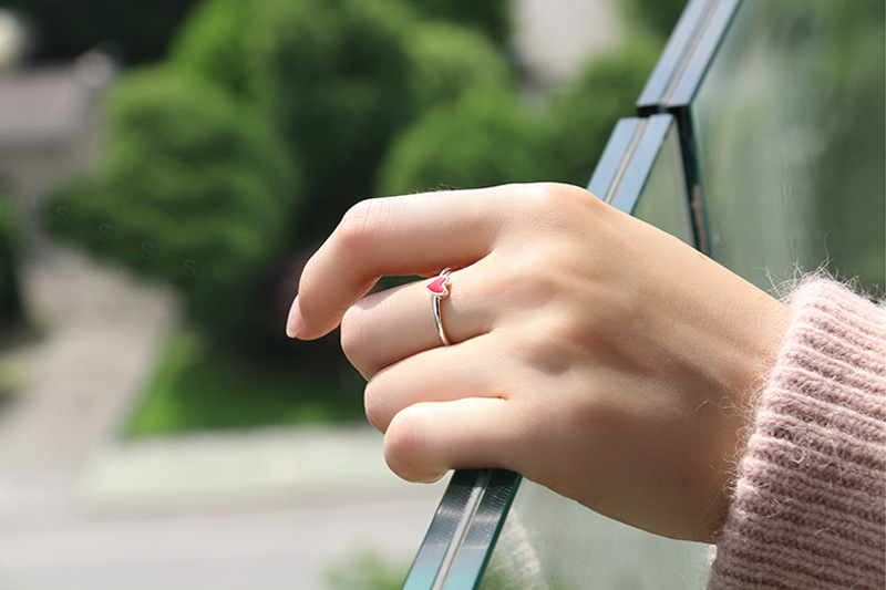 2g Weight Open Rings Classification Adjustable Ring Size 1 Piece Quantity Daily, Date Occasion 925 Sterling Silver Material Heart Shape Pattern All Seasons Season Women's Gender Simple Style, IG Style Style 925 Sterling Silver Heart Shape Open Rings 925 Sterling Silver Rings 9