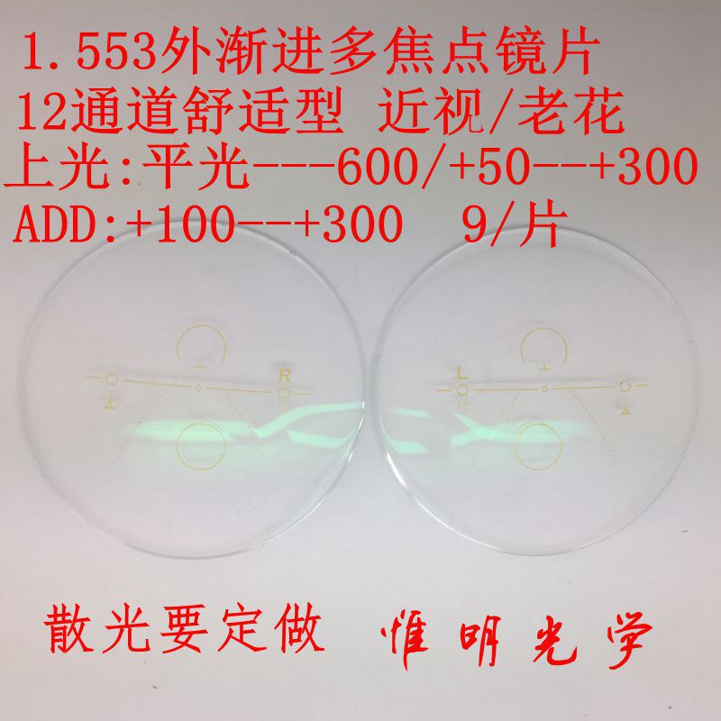 1.553 External Progressive Multifocal 12-Channel Comfort Myopia/presbyopic Control Radiation Protection Lenses 1.553 External Progressive Multifocal 12-Channel Comfort Myopia/presbyopic Control Radiation Protection Lenses