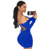 Sexy bra short skirt European and American large women’s long sleeve open back dress