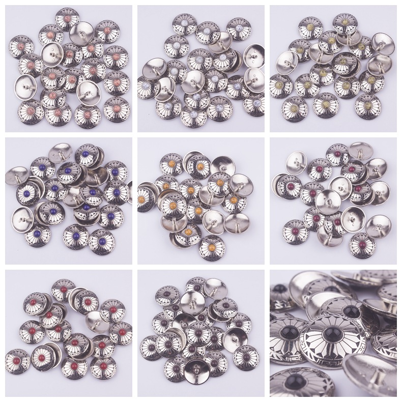 Diy革具皮雕皮芸財布金布ボタン松石ボタン菊ボタン装飾ボタン合金ボタン
