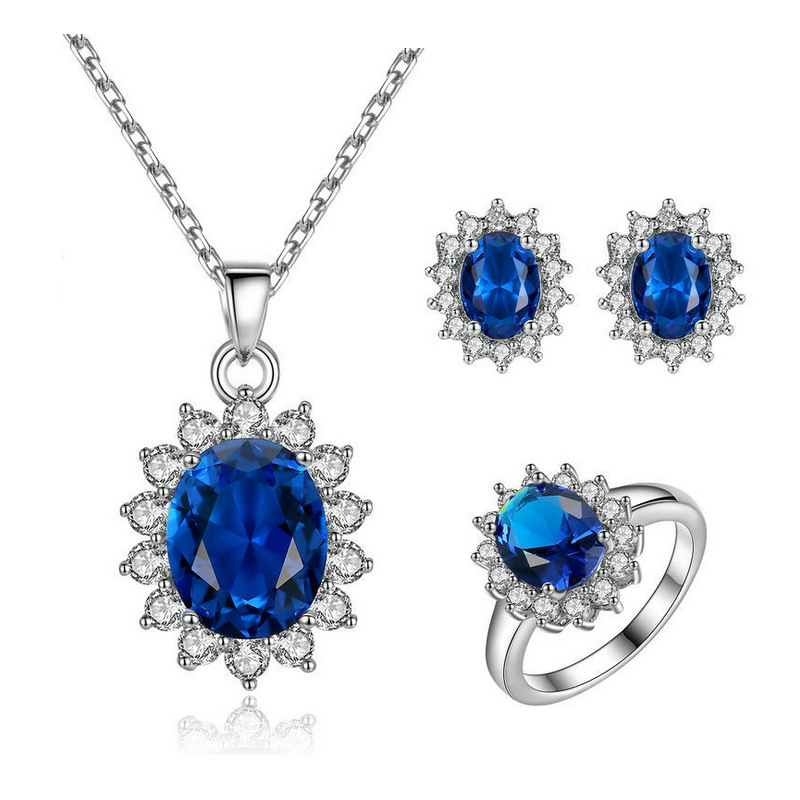Blue earrings with zircon
