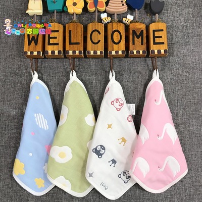 跨境批发纯棉6层25*25纱布卡通口水巾婴儿宝宝口水巾小方巾小毛巾