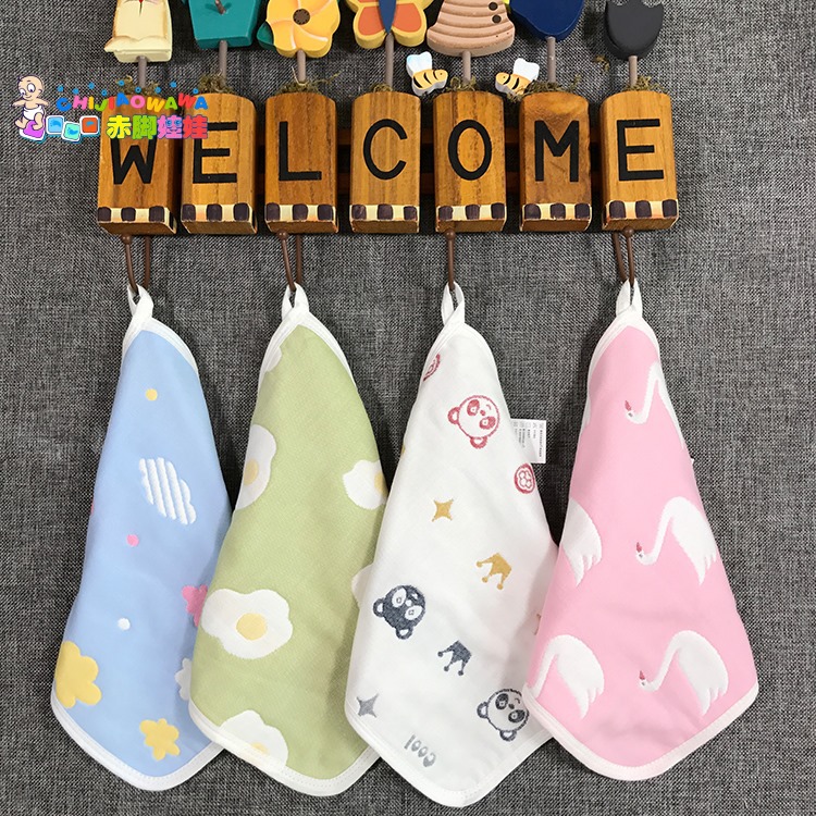 跨境批发纯棉6层25*25纱布卡通口水巾婴儿宝宝口水巾小方巾小毛巾