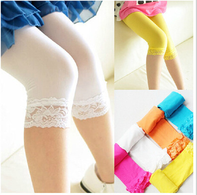 Children colorful rainbow color pantyhose girls leggings Lace ballet dance socks princess stage performance knee length socks
