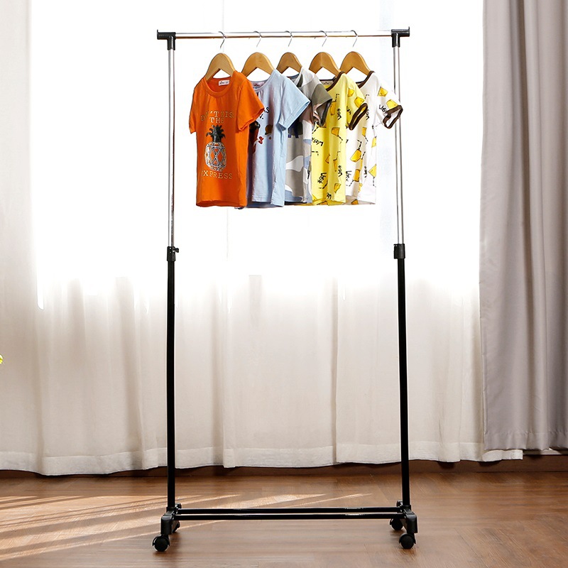 工厂直销单杆伸缩晾衣架 落地折叠晾晒架升降家居室内阳台晾衣架