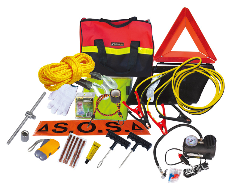 厂家供应23pcs汽车应急工具包 OEM车载应急工具