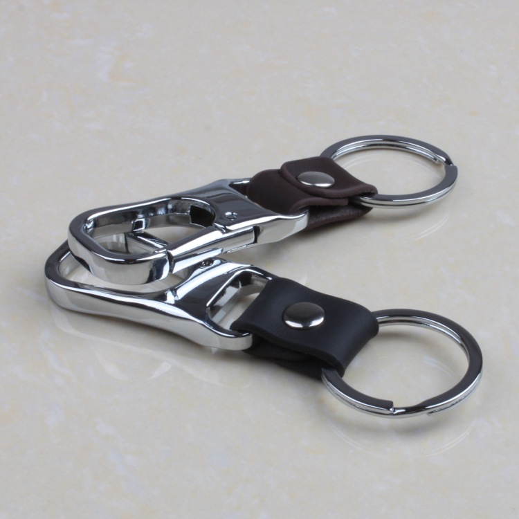 真皮金属钥匙扣 不锈钢圈锁匙扣 汽车钥匙链创意礼品