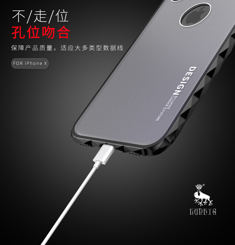 Luphie Diamond Edge Slim Light Aluminum Bumper Frosted PC Back Cover Case for Apple iPhone X