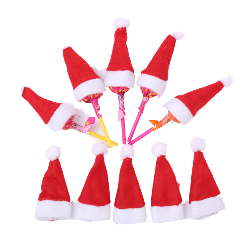wholesale Christmas decorate Supplies Mini Christmas hat Christmas Lollipop Christmas Non-woven fabric Cap 4*7cm