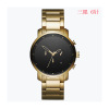 Golden waterproof steel belt for leisure, quartz watch, European style