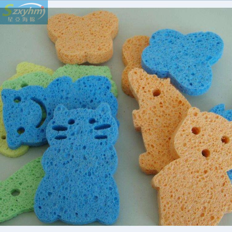 卡通熊清洗碗棉木浆纤维高吸水海绵天然加厚棉厂家直销