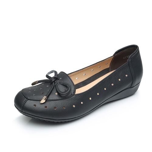 Cowhide sandals, holes, flat, comfortable, casual shoes, mom shoes 1697