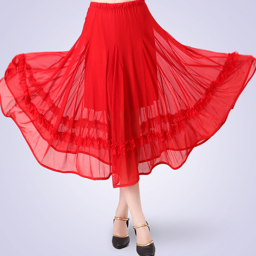 Ballroom dance skirts for women Adult Latin Dance skirts half length square dance skirt big swing skirts modern dance performance skirt