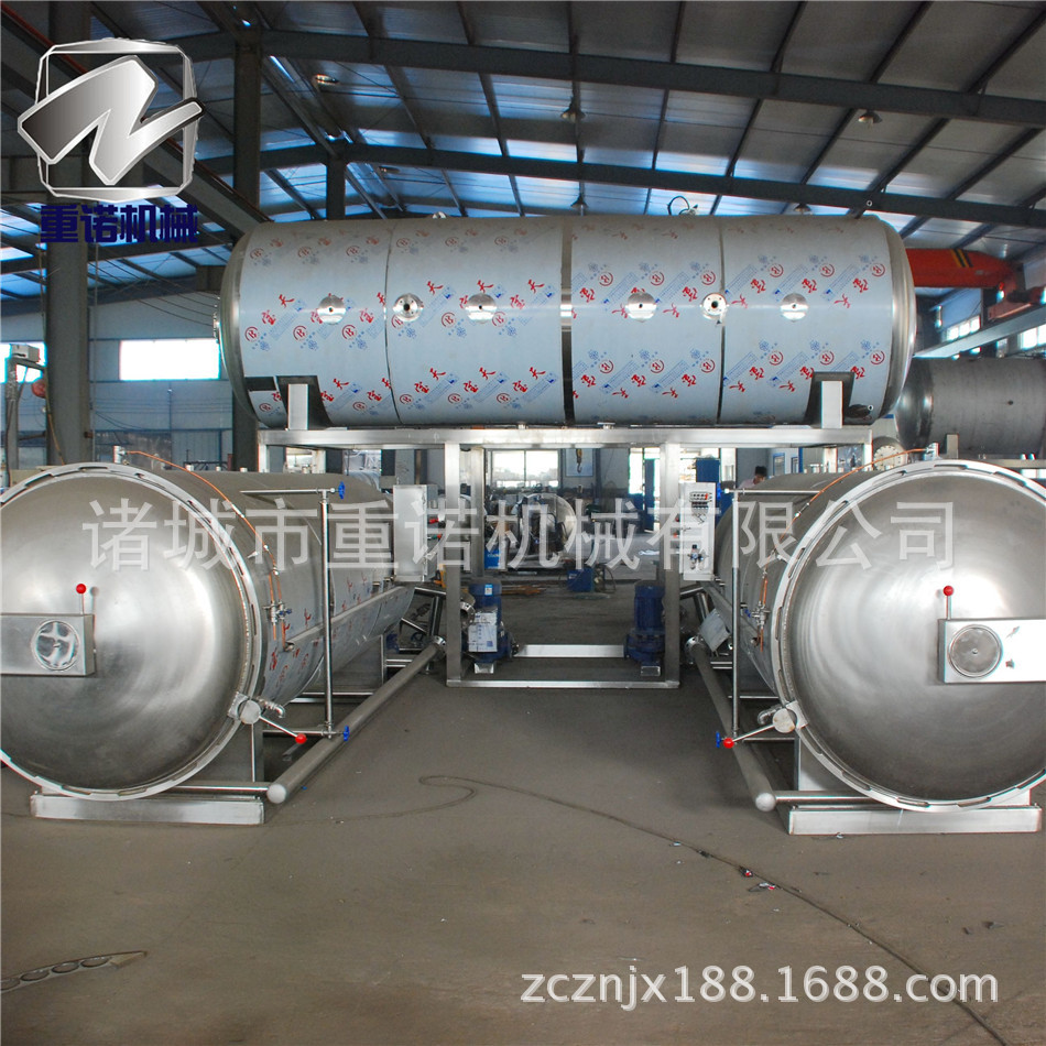 诸城杀菌锅双锅并联水浴式杀菌锅 厂家直销 肉制品高温灭菌锅