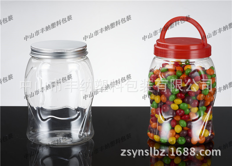 厂家直销 PTE环保食品塑料瓶 透明密封食品包装罐 D18 900ml