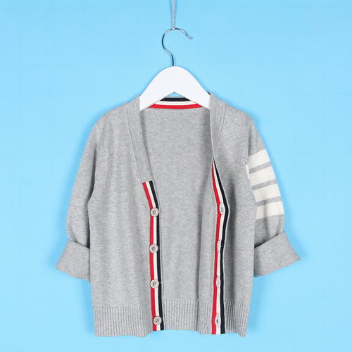 isn't children's clothing  autumn and winter Korean style striped stripes long-sleeved V-neck cardigan knitted sweater cotton sweater