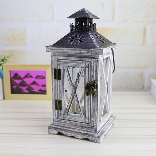 Wholesale new 8056 retro wooden wind lamp candle holder, creative European style home soft decoration desktop characteristic ornaments