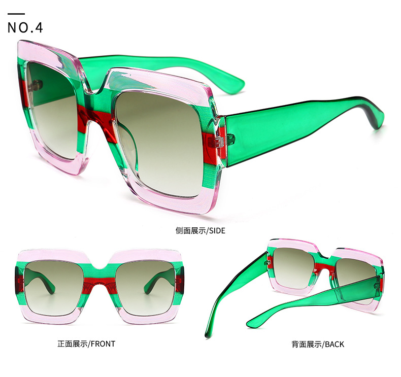 Fashion Translucent Color Striped Square Sunglasses European And American Sunglasses display picture 5