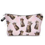 跨境高清热卖戴皇冠小猫化妆包3d印 厂家直销欧美女士日常手拿包