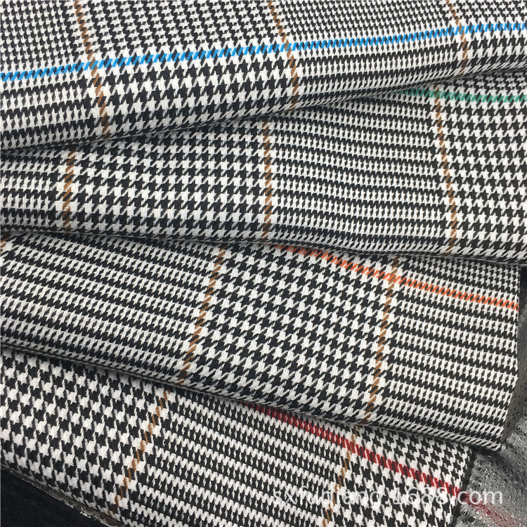 厂家供应  微弹TR格子布  千鸟格面料 时尚半身裙鱼尾裙面料 现货
