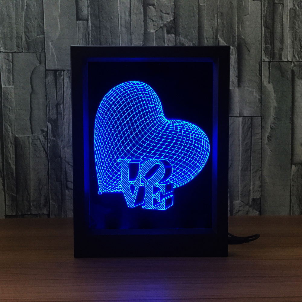相框式3d灯 led灯 创意台灯小夜灯 LOVE