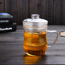 耐热玻璃茶杯加厚带盖过滤泡茶杯喝水杯子透明带把花茶杯