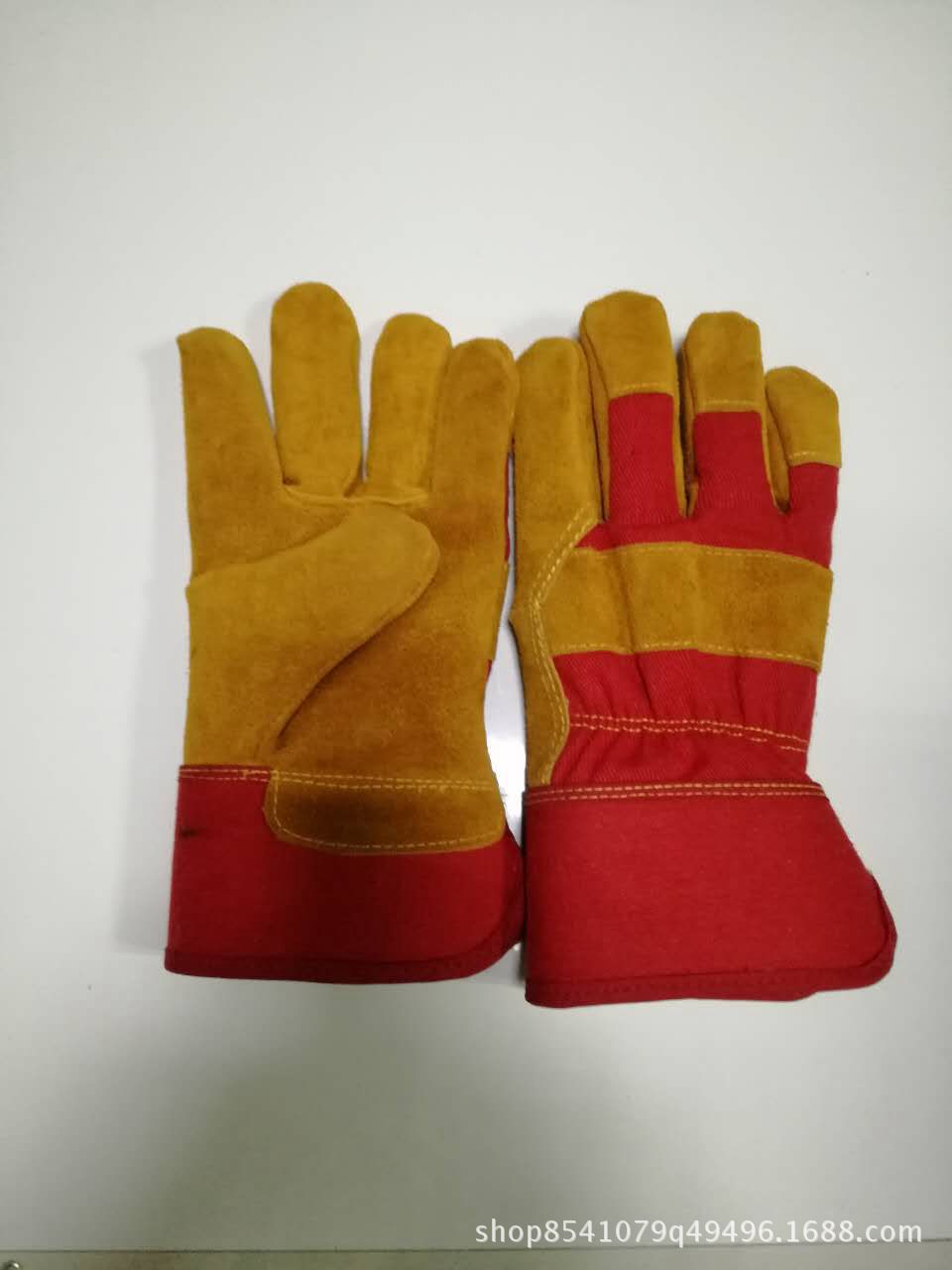牛二层棕色皮革劳保手套