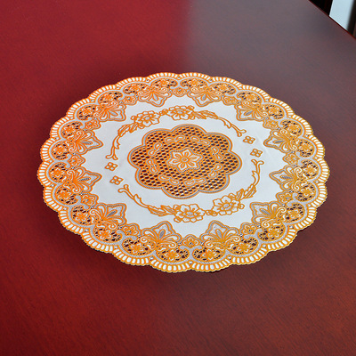 Plastic Hollow Table mat circular Gilding Table cloth PVC Table Mats Wallpapers Coffee table cloth Coffee table mat 703C