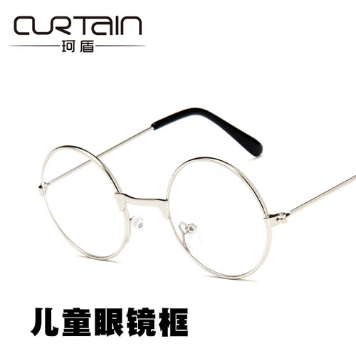 2017 Retro Round Children's Metal Glasses Frame Decorative Children's Flat Mirrors Versatile Children's Prince's Mirrors Wholesale