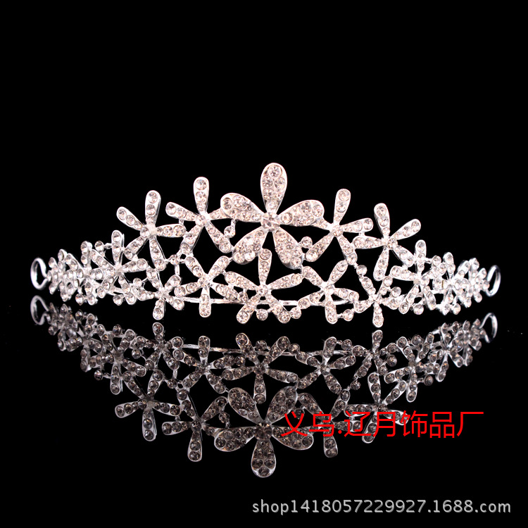 Korean Bride Snowflake Crystal Jewelry Bride Crown Rhinestone Alloy Crown Princess Birthday Crown Factory Wholesale