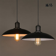 复古个性艺术餐厅灯Loft工业单头吧台锅盖吊灯美式乡村铁艺餐灯具