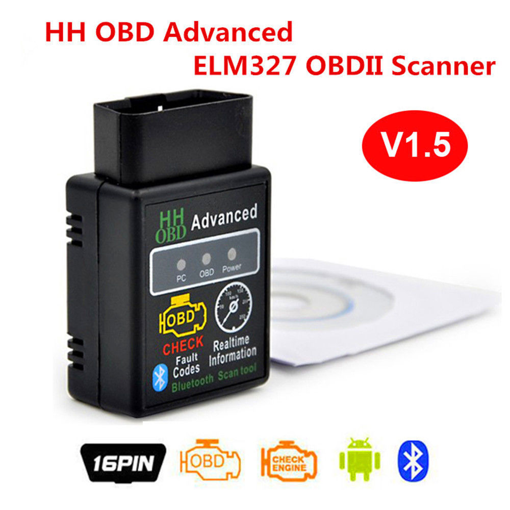 外贸热销HH OBD ELM327 Bluetooth汽车诊断仪 ELM327 V1.5