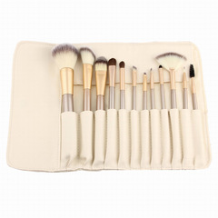 Factory wholesale 12 pieces of beige makeup brush set, beige bag 24 pieces of champagne color makeup brush, makeup training