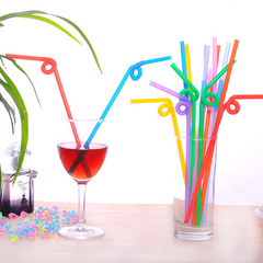Disposable colorful art straws beverage juice milk tea shaped straws 26 cm 50 pieces per pack