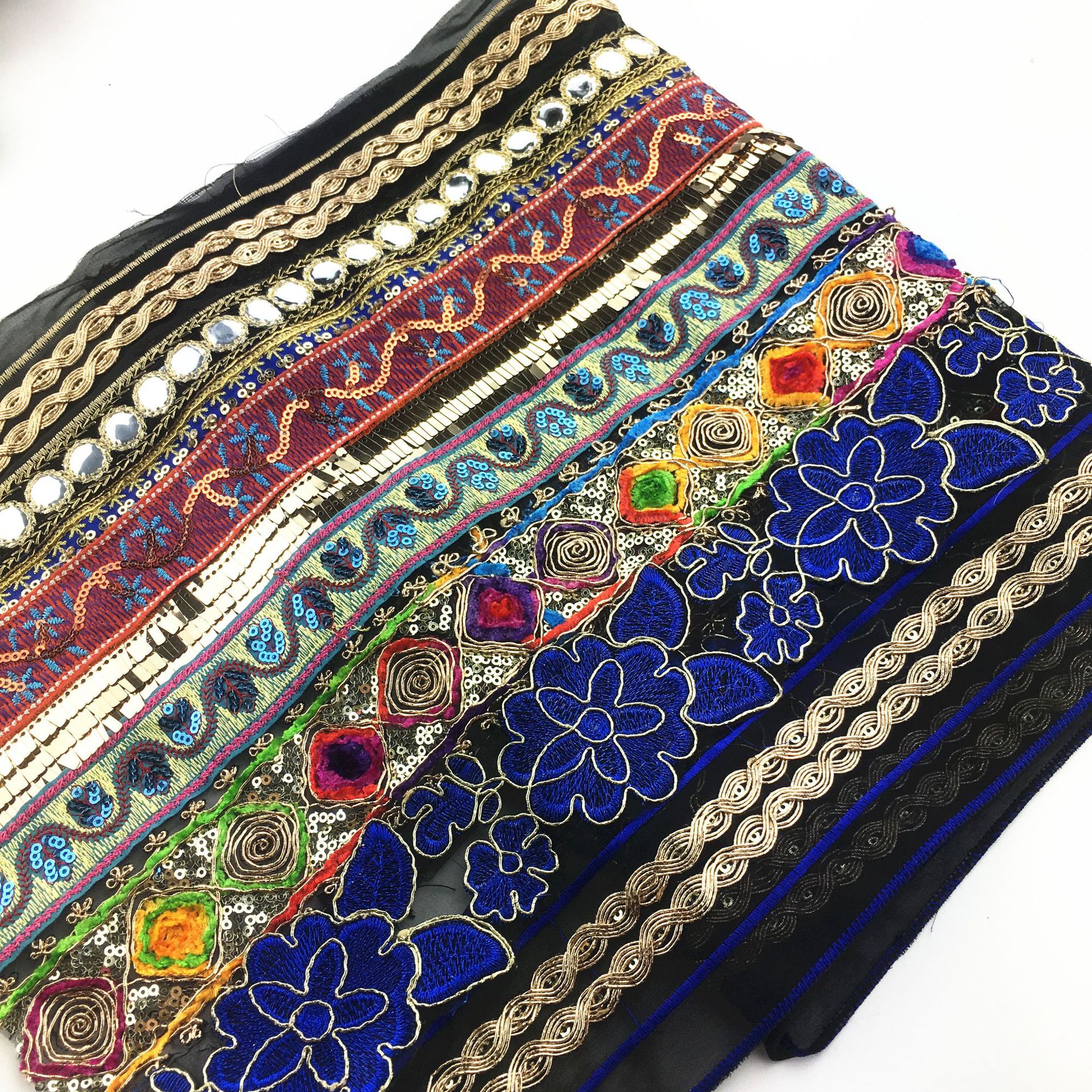 外贸刺绣花边 彩色电脑绣花厂 鞋材包包服装辅料 提花刺绣织带花