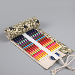 Xiangyun Printed Canvas Art Pencil Case: 12, 24, 36, 48, or 72-Hole High-Capacity Roll-Up Pencil Bag for Colored Pencils, Sketching, and Stationery