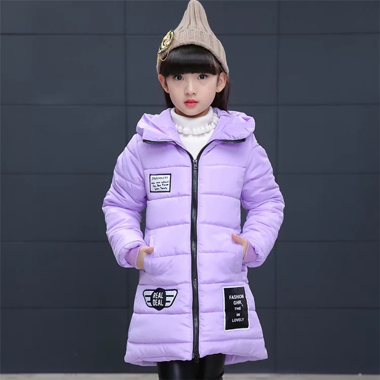 冬季新款女童棉衣中長款加厚連帽兒童棉服韓版時尚中大童羽絨棉襖