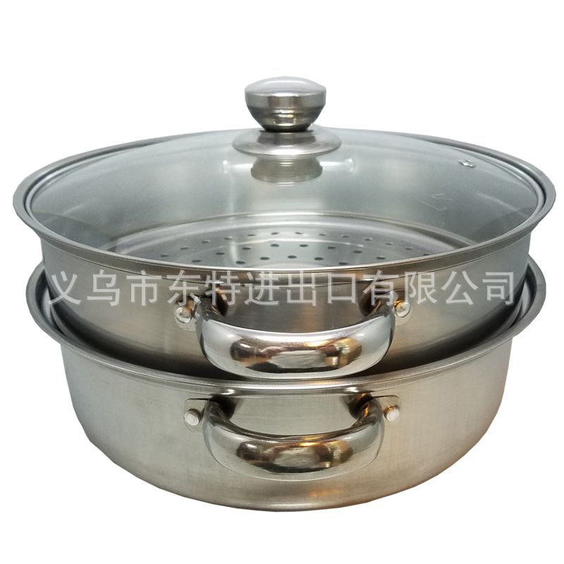 Factory direct sales 28cm stainless steel soup and steam dual-purpose pot, multi-purpose steamer, gift single-bottom 2-layer steamer detail image 7