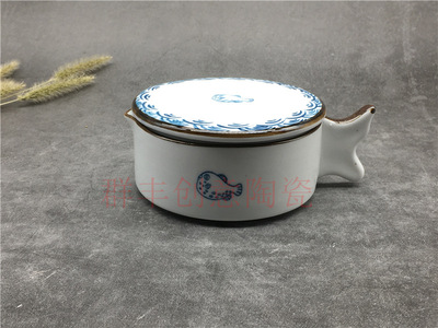 多功能陶瓷墨池 文房四宝砚台 带盖砚台笔架笔洗厂家批发|ru