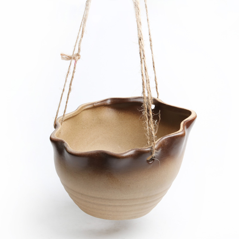 Flower Pot Ceramic Hanging Pot Hanging Basket Hemp Rope Coarse Pottery Fleshy Plant Kiln Change Retro Garden View Home Antique Balcony Vegetable Flower Pot Ceramic Hanging Pot Hanging Basket Hemp Rope Coarse Pottery Fleshy Plant Kiln Change Retro Garden View Home Antique Balcony Vegetable