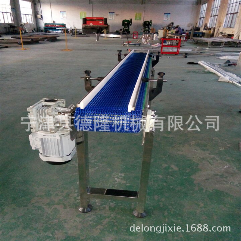 食品滚珠网带输送机蓝色链网输送流水线柔性转弯网带输送设备