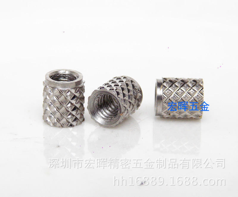 不锈钢网纹螺母 圆螺母m3铁螺母 铁圆柱 圆形铁柱 不锈钢螺母柱