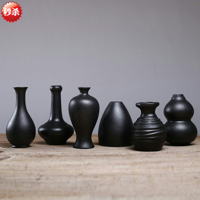 Pottery vase The flowers Coarse pottery Retro desktop Decoration Tea ceremony Floral organ Mini trumpet