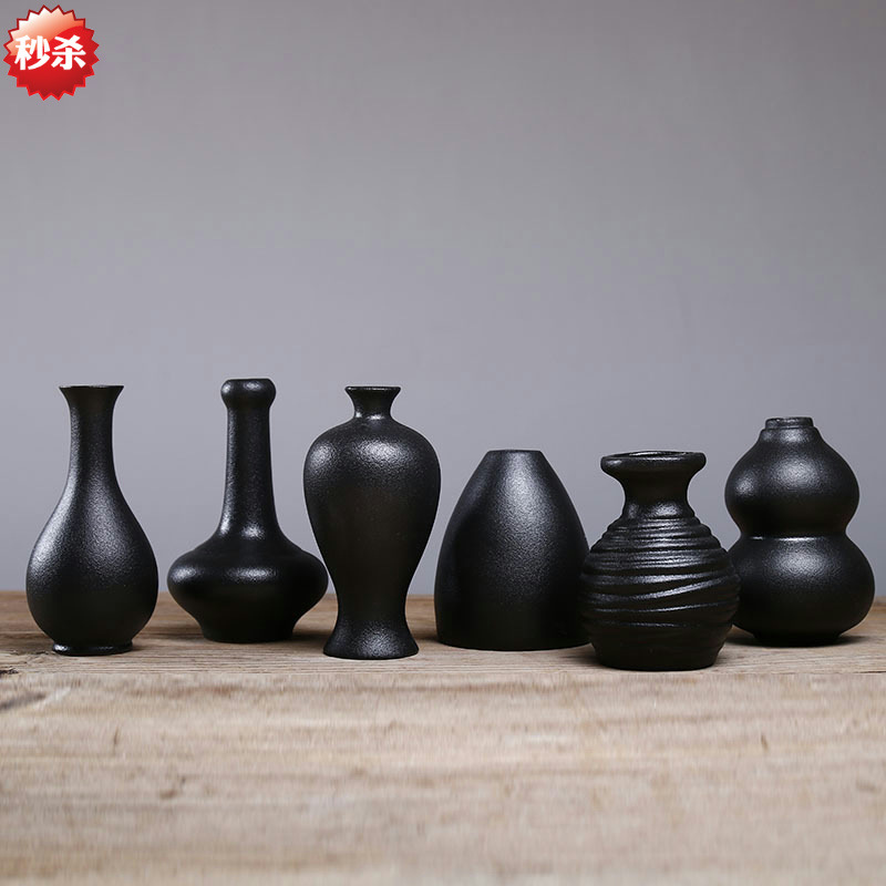 Pottery vase The flowers Coarse pottery Retro desktop Decoration Tea ceremony Floral organ Mini trumpet